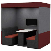 Four Person Work Booth 1500mm Deep with Roof main view ZO4B