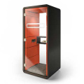 Hush Phone Booth Black Carcass Orange Fabric right side view HUS-BX-018