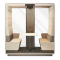 Hush Meet Open Small Pod White Carcass Cream Brown Fabric front view HUS-BX011