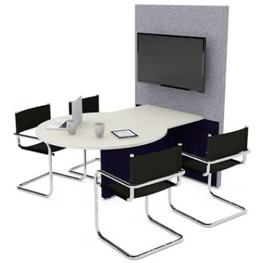 Small single wall media meeting unit with round end table MU2A