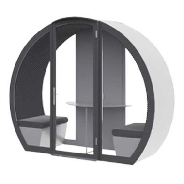 2 Person Enclosed Office Meeting Pod with Glass Back Panel