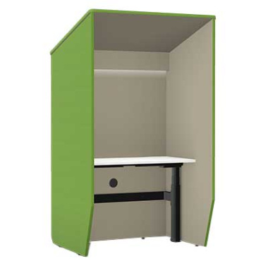 Cove Height Adjustable Desk Alcove Office Booth with LED lighting - CVH3 - main view