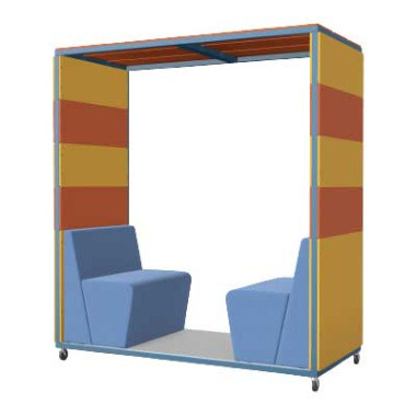 Tallo 2 Person Seating Booth with Open Back and Flat Roof TAL2O-FR