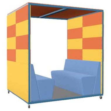 Tallo 4 Person Seating Booth with Open Back and Flat Roof TAL4O-FR