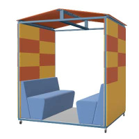 Tallo 4 Person Seating Booth with Open Back and Pitched Roof TAL4O-PR