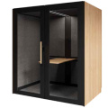 MiiBox 2 Person Meeting Booth Lux in Black with Oak Slats