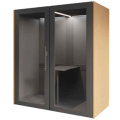 MiiBox 2 Person Meeting Booth in Anthracite with Oak Sides