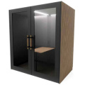 Mii 4 Person Meeting Pod in Black with Oak Slats