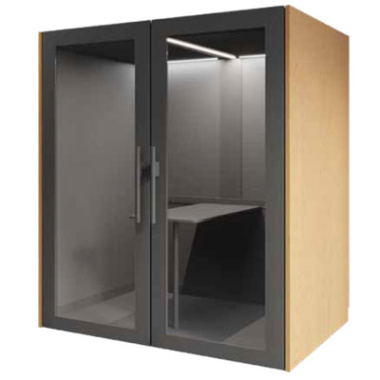 Mii 4 Person Meeting Booth Lux in Anthracite with Light Oak Sides